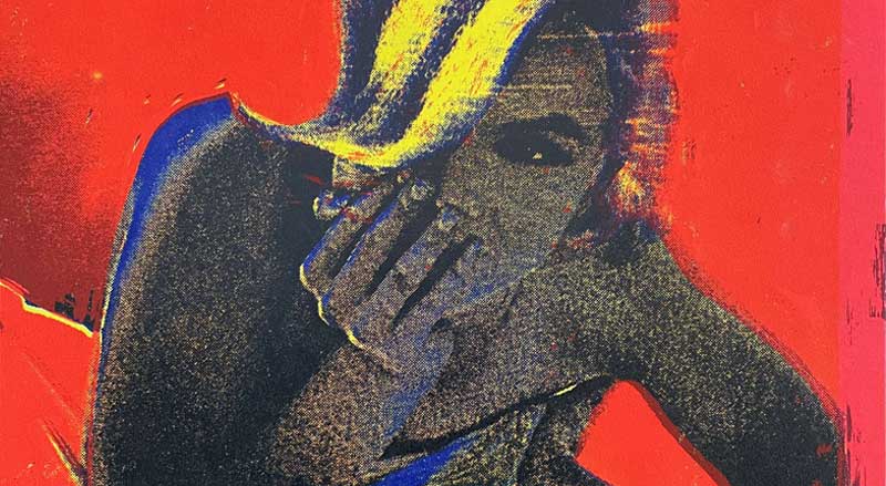Vibrant pop art portrait of Marilyn Monroe by modern artist Bert Stern.